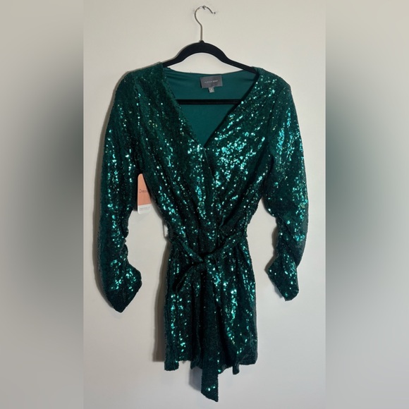Hudson Pants - Hudson Green Sequin Wrap Romper – Long Sleeve | NWT | Size Small
